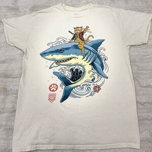 Threadless Blue and White Shark Illustration Art